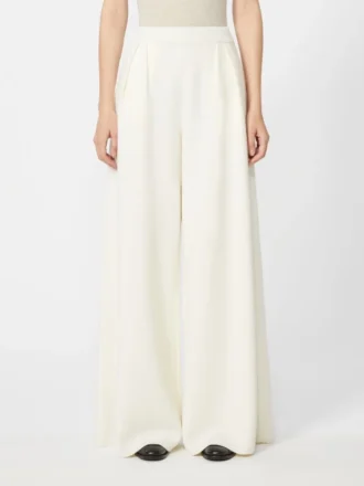 Pantaloni larghi in lana e seta