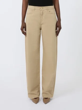 Pantaloni larghi in raso di cotone, stile coloniale