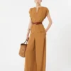 – pantaloni larghi in raso envers, color caramello – pantaloni larghi in raso envers, color caramello
