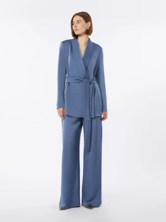 Pantaloni leggeri in raso, avio