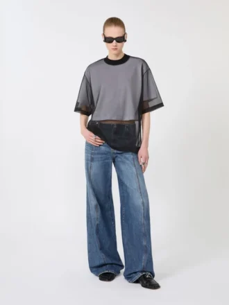 Pantaloni oversize a vita bassa, blu notte