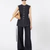 Top in denim senza maniche, blu notte