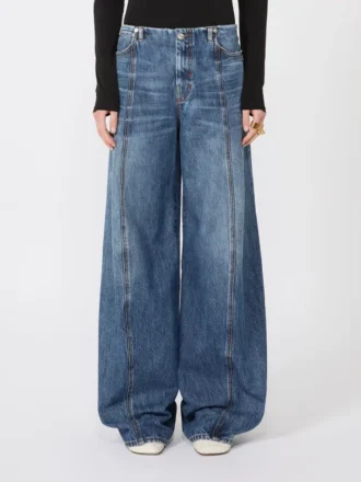 Pantaloni oversize a vita bassa, blu notte