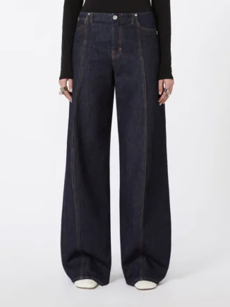 Pantaloni oversize a vita bassa, blu notte