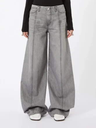 Pantaloni oversize in denim nero, nero