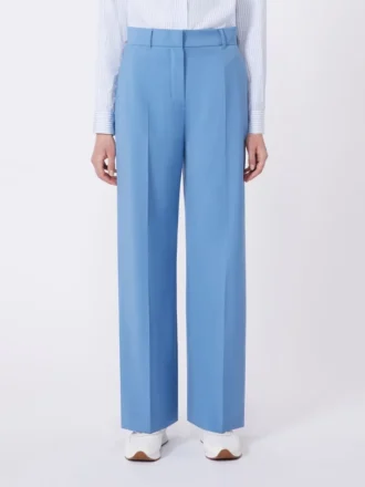 Pantaloni palazzo in tessuto di lana, azzurri