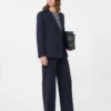 Giacca in lana elasticizzata a doppio petto, blu navy Giacca in lana elasticizzata a doppio petto, blu navy