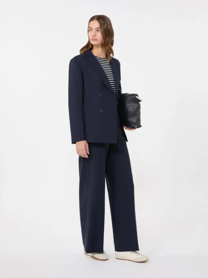 Giacca in lana elasticizzata a doppio petto, blu navy Giacca in lana elasticizzata a doppio petto, blu navy