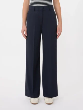 Pantaloni palazzo in tessuto di lana, blu navy