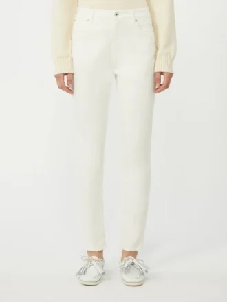 Pantaloni slim fit in cotone elasticizzato, bianchi