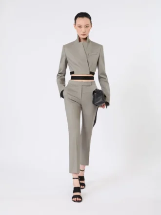 Pantaloni slim fit in lana, mohair e seta, grigio medio