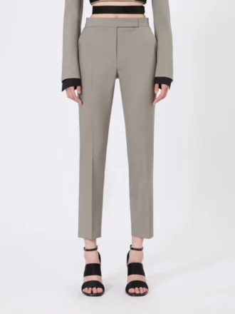 Pantaloni slim fit in lana, mohair e seta, grigio medio
