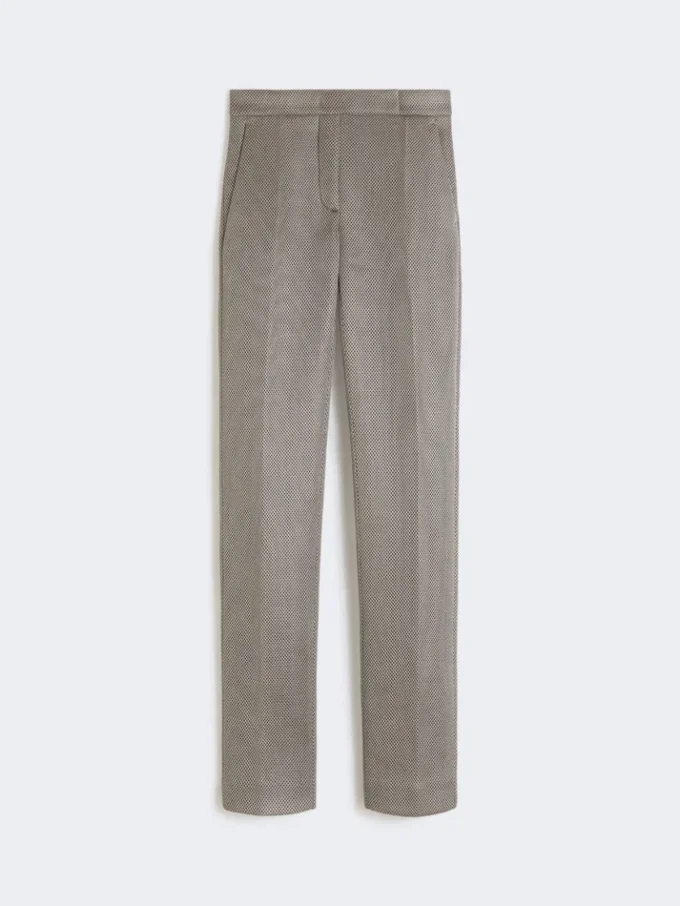 Pantaloni slim fit in maglia a rete, grigio medio Pantaloni slim fit in maglia a rete, grigio medio