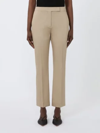 Pantaloni slim fit in raso di cotone, color kaki