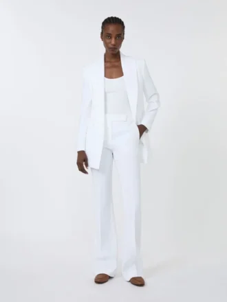 Pantaloni slim fit in tela di crêpe, bianco ottico