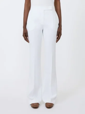 Pantaloni slim fit in tela di crêpe, bianco ottico