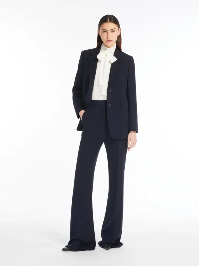 Pantaloni svasati in cady, blu navy Pantaloni svasati in cady, blu navy