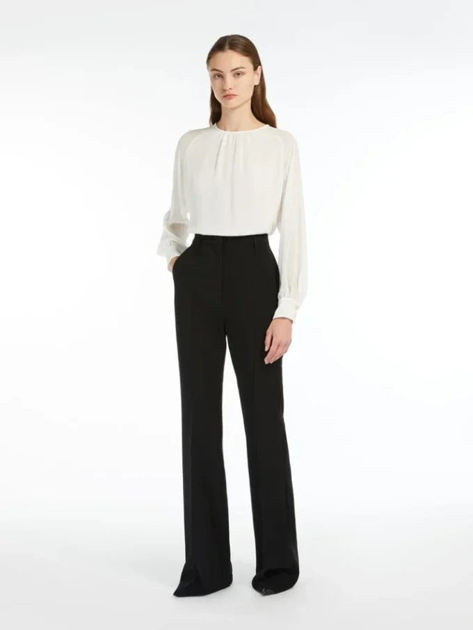 Pantaloni svasati in cady, nero