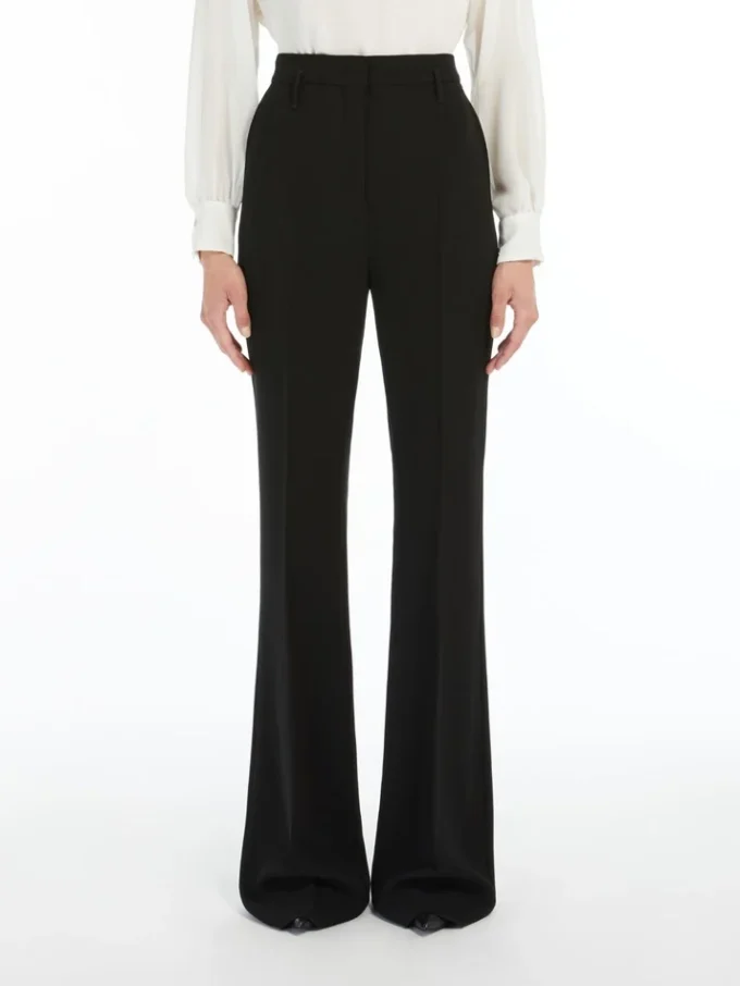 Pantaloni svasati in cady, nero