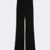 Pantaloni svasati in cady, nero