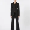 Pantaloni svasati in lana gessata, neri Pantaloni svasati in lana gessata, neri