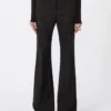 Pantaloni svasati in lana gessata, neri Pantaloni svasati in lana gessata, neri