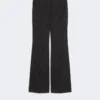 Pantaloni svasati in lana gessata, neri Pantaloni svasati in lana gessata, neri
