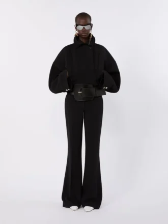 Pantaloni svasati in viscosa elasticizzata, neri