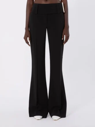 Pantaloni svasati in viscosa elasticizzata, neri