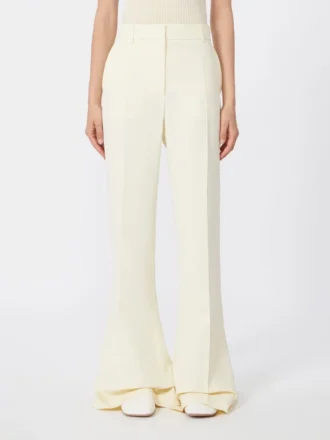Pantaloni svasati slim fit in viscosa, avorio