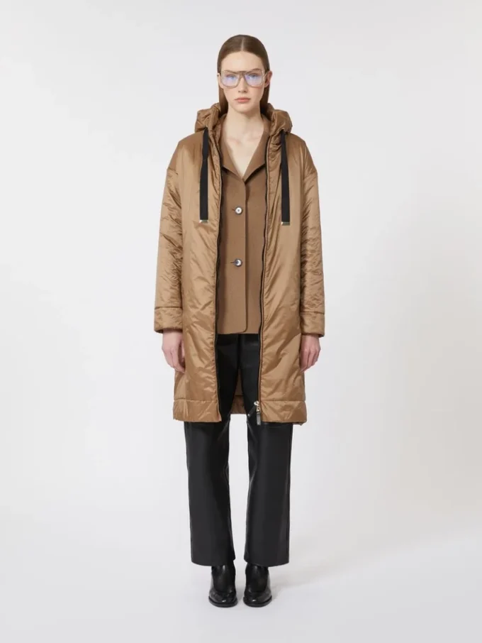 Parka imbottito in tela idrorepellente, color cammello Parka imbottito in tela idrorepellente, color cammello
