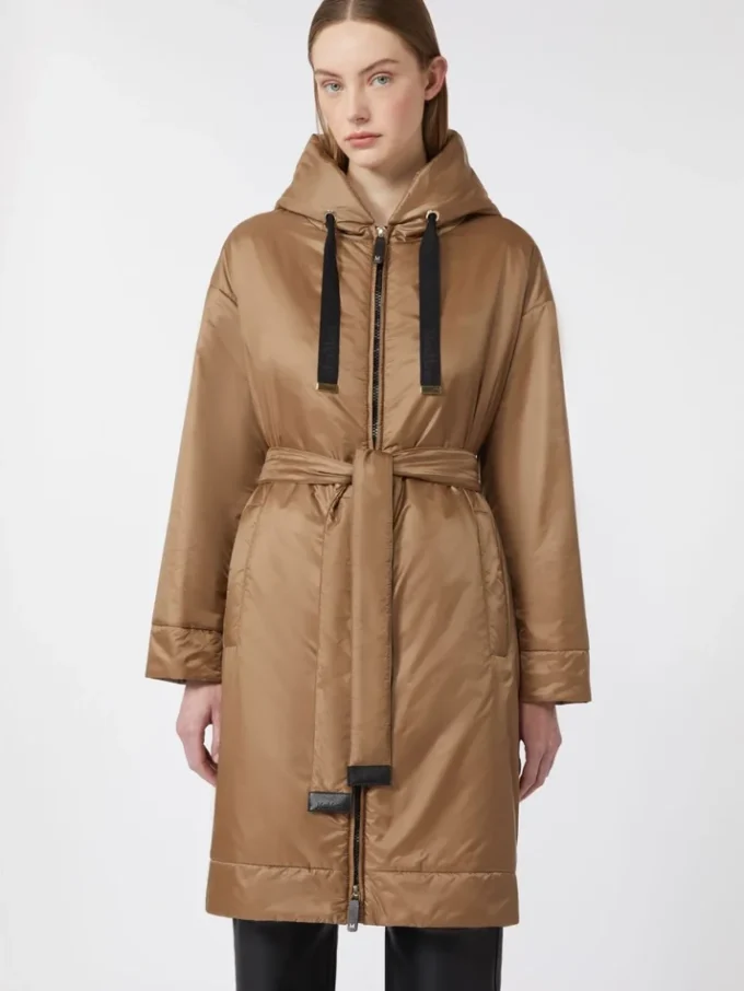 Parka imbottito in tela idrorepellente, color cammello Parka imbottito in tela idrorepellente, color cammello