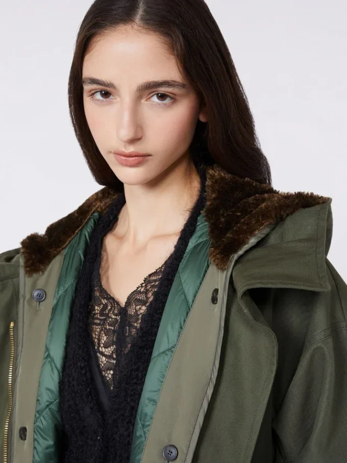 Parka in tela idrorepellente, kaki