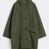 Parka in tela idrorepellente, kaki