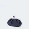 Piccola borsa a forma di pasticcino effetto rafia, blu oltremare