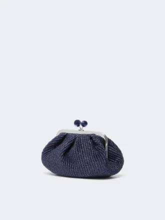 Piccola borsa a forma di pasticcino effetto rafia, blu oltremare