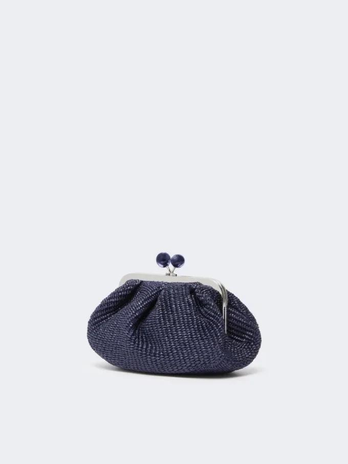 Piccola borsa a forma di pasticcino effetto rafia, blu oltremare