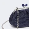 Piccola borsa a forma di pasticcino effetto rafia, blu oltremare