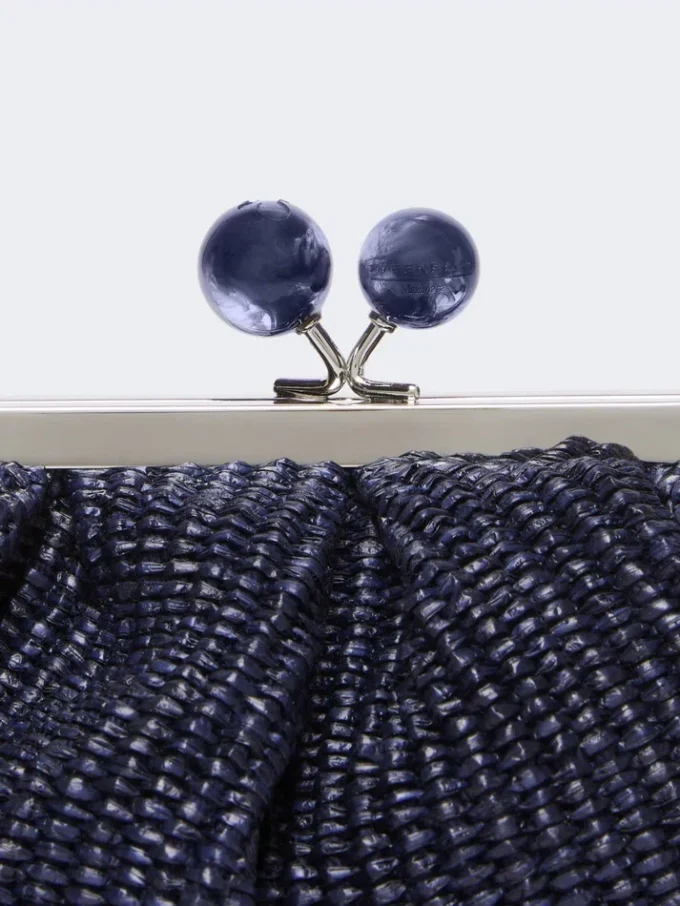 Piccola borsa a forma di pasticcino effetto rafia, blu oltremare