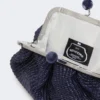 Piccola borsa a forma di pasticcino effetto rafia, blu oltremare