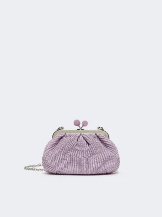Piccola borsa a forma di pasticcino effetto rafia, lilla