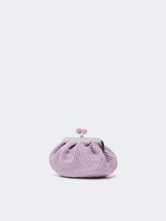 Piccola borsa a forma di pasticcino effetto rafia, lilla