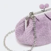Piccola borsa a forma di pasticcino effetto rafia, lilla