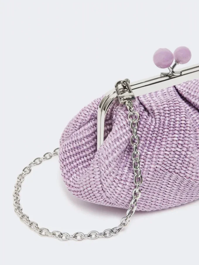 Piccola borsa a forma di pasticcino effetto rafia, lilla