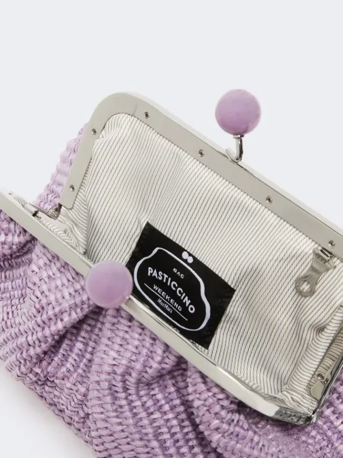 Piccola borsa a forma di pasticcino effetto rafia, lilla