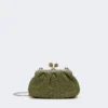 Piccola borsa a forma di pasticcino effetto rafia, verde salvia Piccola borsa a forma di pasticcino effetto rafia, verde salvia