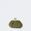 Piccola borsa a forma di pasticcino effetto rafia, verde salvia Piccola borsa a forma di pasticcino effetto rafia, verde salvia