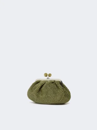 Piccola borsa a forma di pasticcino effetto rafia, verde salvia