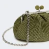 Piccola borsa a forma di pasticcino effetto rafia, verde salvia Piccola borsa a forma di pasticcino effetto rafia, verde salvia