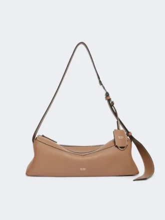 Piccola borsa a tracolla in pelle, marrone